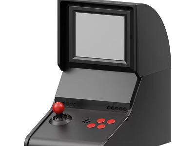 Retro Style Arcade Game Machine With Black Body Red Joystick Red Buttons And Screen 3d model