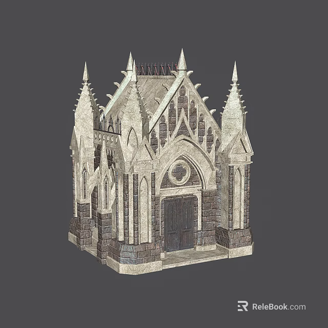 Gothic European Architecture Featuring Spires Turrets Arched Doorways And Stone Structure 3d model 