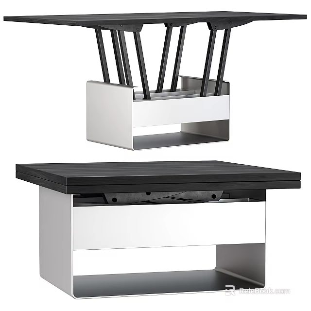 Modern Dining Table With Black Top And Hanging Utensil Holder 3d model