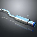 Car Exhaust System With Stainless Steel Pipe And Blue Metallic Tip Design