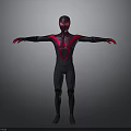 Spider Man 3D Model In Black Red Costume With Spider Logo And Outstretched Arms