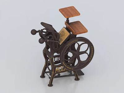 Vintage Industrial Equipment Mechanical Structure With Metal Frame And Wooden Parts 3d model