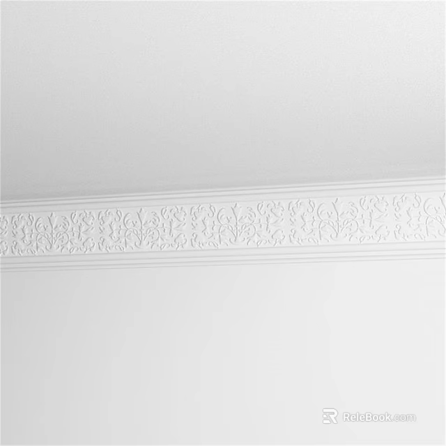 Decorative Sculptural Carvings On White Wall With Intricate Floral Patterns 3d model 