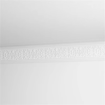 Decorative Sculptural Carvings On White Wall With Intricate Floral Patterns 3d model