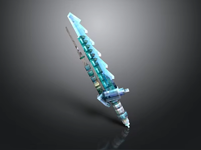Blue Crystal Sword With Segmented Blade Modern Design And Translucent Details 3d model