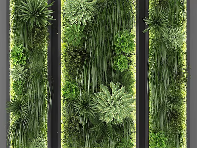 Vertical Living Plant Wall Indoor Design With Various Green Plants And Foliage 3d model