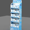 Organized Display Shelf With Multiple Stacked Disinfectant Wipes Packages For Retail Sale