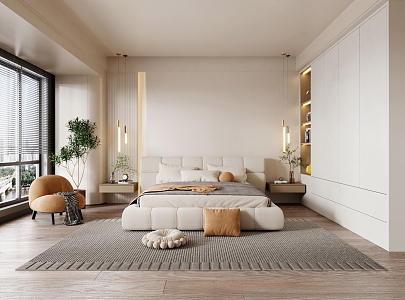 Modern Bedroom Cream Bedroom 3d model