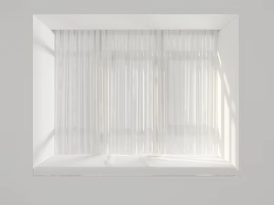 White Translucent Curtains Allowing Sunlight Through Window With Soft Light And Shadow 3d model