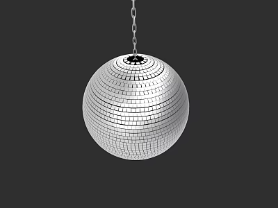 Silver Mirrored Disco Ball Electronic Lighting Fixture Hanging With Chain For Party Decoration 3d model