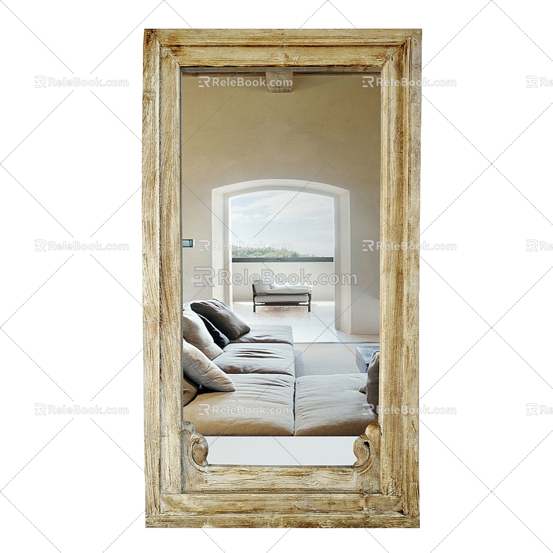 European-style retro decorative mirror mirror changing mirror 3d model