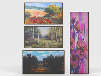 Decorative Furniture Paintings For Home With Landscape Floral And Castle Themes 3d model