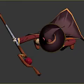 Cartoon Fantasy Wizard Character With Purple Hat Red Cloak And Staff