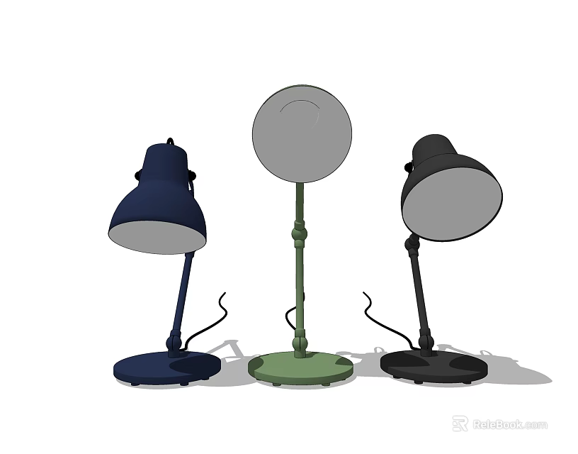 Modern Minimalist Table Lamps With Blue Green Black Shades And Round Base 3d model 