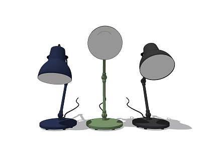 Modern Minimalist Table Lamps With Blue Green Black Shades And Round Base 3d model