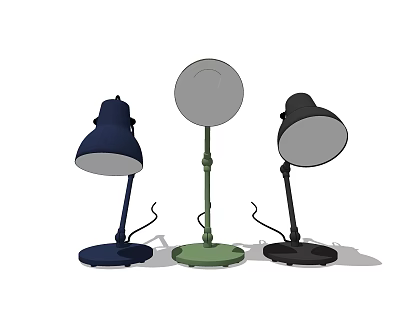 Modern Minimalist Table Lamps With Blue Green Black Shades And Round Base 3d model
