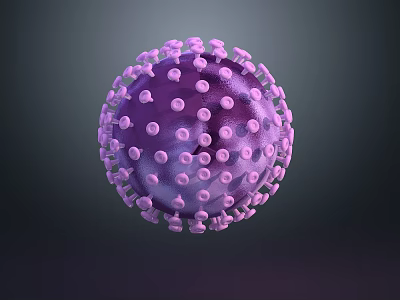 Detailed Purple Virus 3D Model Scientific Visualization With Spiked Surface Structure 3d model