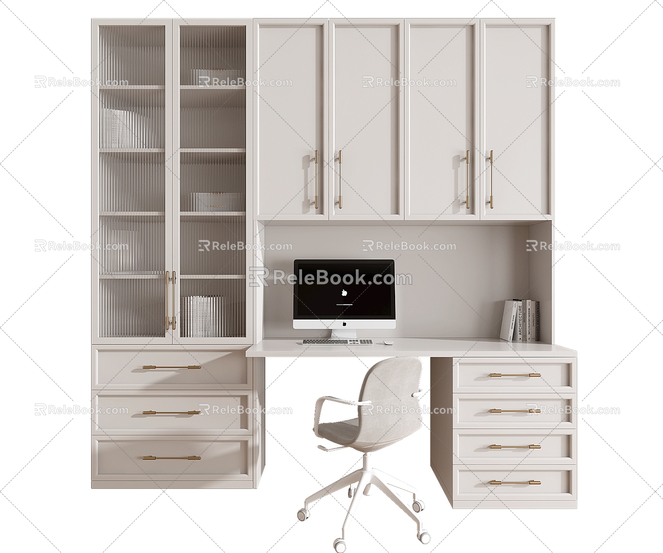 Bookcase Desk Combination 3d model