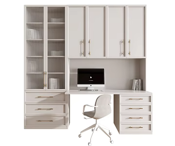 Bookcase Desk Combination 3d model