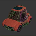 Red Compact Modern Electric Vehicle With Solar Panel On The Roof 3d model