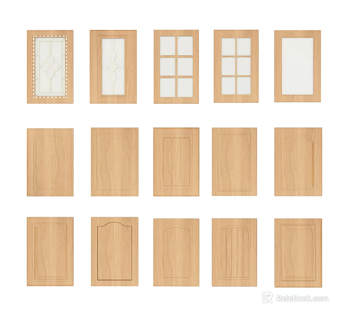 Various Wooden Kitchen Cabinet Door Designs With Different Patterns And Styles 3d model