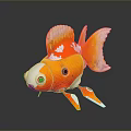 Mechanical Orange And White Goldfish With Glowing Eyes And Robotic Fins
