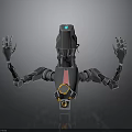 Mechanical Robot Character With Black Body Blue Head Red Yellow Core And Mechanical Arms