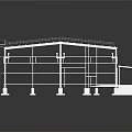 Modern Industrial Building Steel Frame Structure With Supporting Columns And Beams