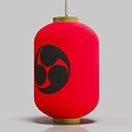 Red Furniture Decorative Lantern With Black Pattern And Golden Top Bottom