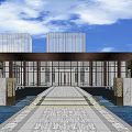 Modern Garden Landscape Design With Trees Greenery Pathways And Pavilion Structures