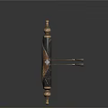 Decorative Wooden And Metal Column With Scroll Design Top Spherical Ornament And Horizontal Bars