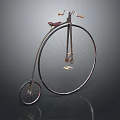 Vintage High Wheel Bicycle With Large Front Wheel Small Rear And Leather Seat