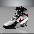 White High Top Sneakers with Red Accents Black Strap Laces and Black Sole Design