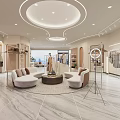 Modern Elegant Clothing Store Interior Design With Cozy Rest Zone And Clothing Display Racks