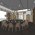 New Chinese-style private dining room dining table and chairs 3d model