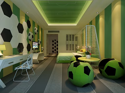 Modern Room Hotel Football Room 3d model