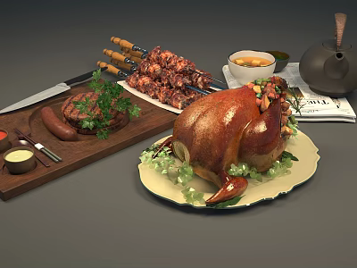 Modern Food Food Combinations 3d model