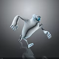 White Cartoon Style 3D Character With Blue Eyes Long Arms Long Legs And Dynamic Pose
