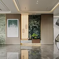 Modern Luxury Loft Living Room With Marble Wall And Sofa