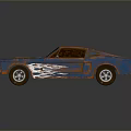 Rusty Blue Orange Vintage Muscle Car With Flame Decals Design