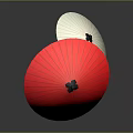 Red Umbrella With Vibrant Red Canopy And Black Center Decoration Displayed