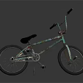 Stylish Turquoise BMX Bike With Graffiti Painted Frame Black Seat And Handlebar