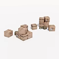Cardboard Boxes Stacked In Various Sizes For Storage And Packaging 3d model