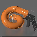 Modern Orange Spiral Slide Structure With Black Stairs And White Handrail