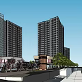 Modern Commercial Complex With High Rise Buildings Shopping Mall And Plaza