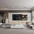 Modern Living Room Interior Design With Sofa Coffee Table Area Rug And Ceiling Lights 3d model
