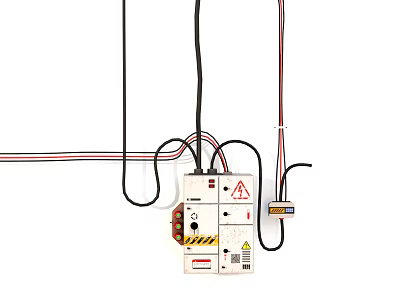 Industrial Electrical Control Panel With Wiring Safety Labels And Connection Modules 3d model