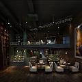 Green Pearl Restaurant Interior With Wooden Bookshelves Large Painting Chandeliers And Open Dining Area