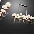 Stylish Chandeliers Featuring Multiple Spherical Bulbs On Curved And Rectangular Metal Frames