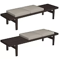 Modern Wooden Footstool With Two Cushioned Seats And Solid Frame Design 3d model